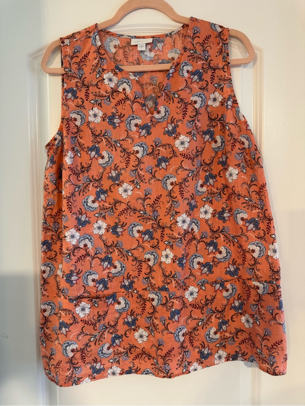 J. Jill Orange Floral Sleeveless V-Neck Camisole